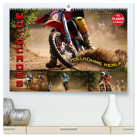 Motocross - tollkühne Kerle (hochwertiger Premium Wandkalender 2026 DIN A2 quer), Kunstdruck in Hochglanz
