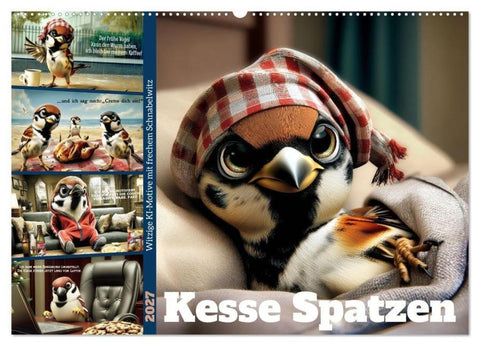 Kesse Spatzen (Wandkalender 2027 DIN A2 quer), CALVENDO Monatskalender