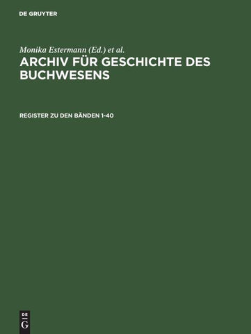 Archiv für Geschichte des Buchwesens / Register zum Archiv für Geschichte des Buchwesens