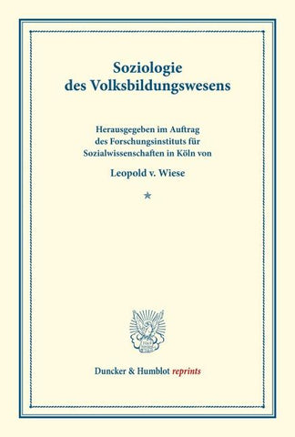 Soziologie des Volksbildungswesens.