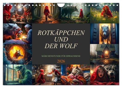 Rotkäppchen und der Wolf (Wandkalender 2026 DIN A4 quer), CALVENDO Monatskalender