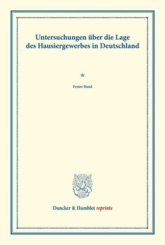 Untersuchungen über die Lage des Hausiergewerbes in Deutschland.