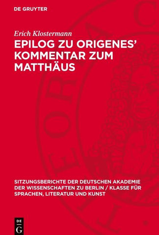 Epilog zu Origenes’ Kommentar zum Matthäus