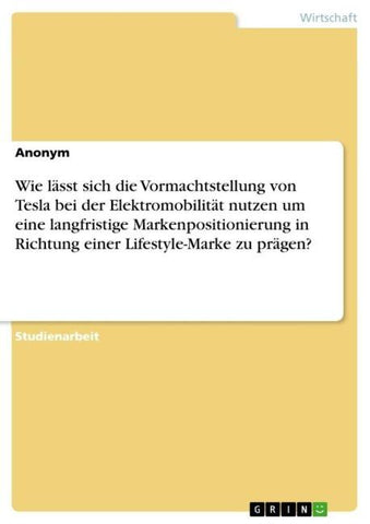 Wie lässt sich die Vormachtstellung von Tesla bei der Elektromobilität nutzen um eine langfristige Markenpositionierung in Richtung einer Lifestyle-Marke zu prägen?