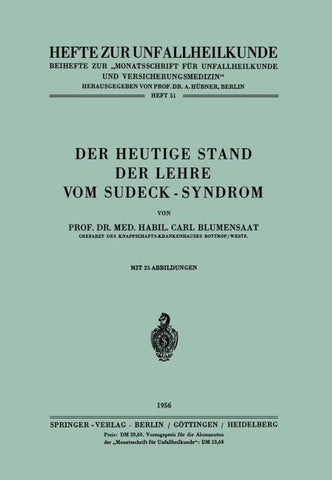 Der heutige Stand der Lehre vom Sudeck-Syndrom