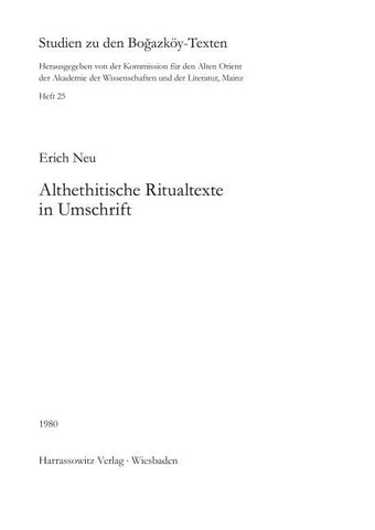 Althethitische Ritualtexte in Umschrift
