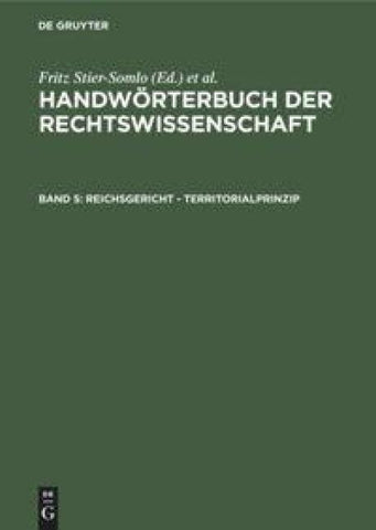 Handwörterbuch der Rechtswissenschaft / Reichsgericht - Territorialprinzip
