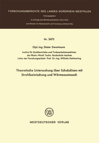 Theoretische Untersuchung über Schubdüsen mit Strahlbeimischung und Wärmeaustausch