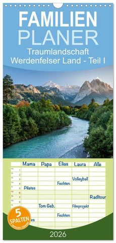 Familienplaner 2026 - Traumlandschaft Werdenfelser Land - Teil I mit 5 Spalten (Wandkalender, 21 x 45 cm) CALVENDO