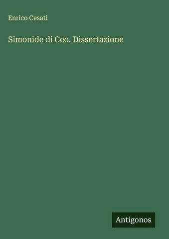 Simonide di Ceo. Dissertazione