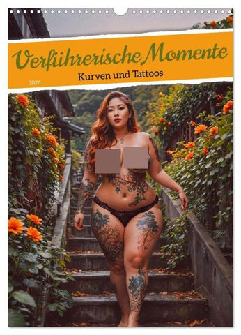 Verführerische Momente - Kurven und Tattoos (Wandkalender 2026 DIN A3 hoch), CALVENDO Monatskalender