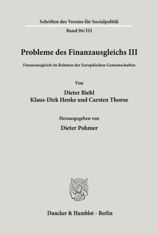 Probleme des Finanzausgleichs III.