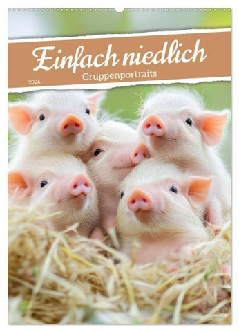 Einfach niedlich - Gruppenportraits (Wandkalender 2026 DIN A2 hoch), CALVENDO Monatskalender
