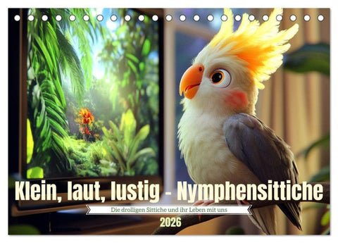 Klein, laut, lustig - Nymphensittiche (Tischkalender 2026 DIN A5 quer), CALVENDO Monatskalender