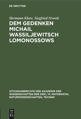 Dem Gedenken Michail Wassiljewitsch Lomonossows
