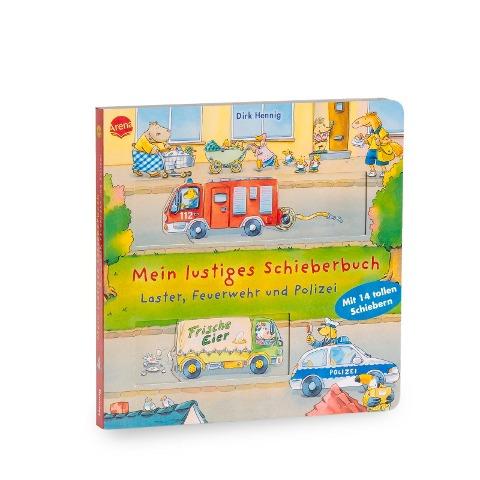 Mein lustiges Schieberbuch. Laster, Feuerwehr und Polizei