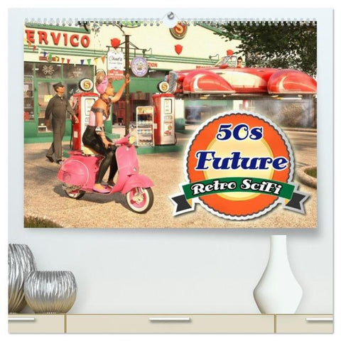50s Future - Retro SciFi (hochwertiger Premium Wandkalender 2026 DIN A2 quer), Kunstdruck in Hochglanz