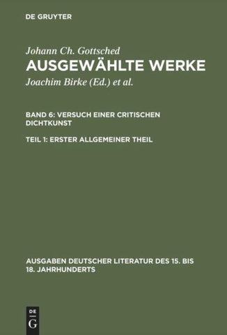 Versuch einer Critischen Dichtkunst. Erster Allgemeiner Theil