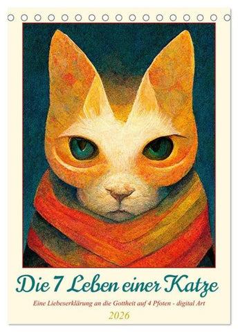 Die 7 Leben einer Katze (Tischkalender 2026 DIN A5 hoch), CALVENDO Monatskalender