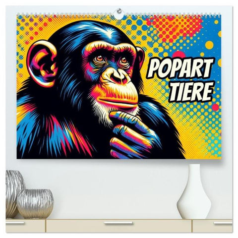Popart-Tiere (hochwertiger Premium Wandkalender 2026 DIN A2 quer), Kunstdruck in Hochglanz