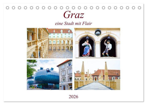 Graz - eine Stadt mit Flair (Tischkalender 2026 DIN A5 quer), CALVENDO Monatskalender