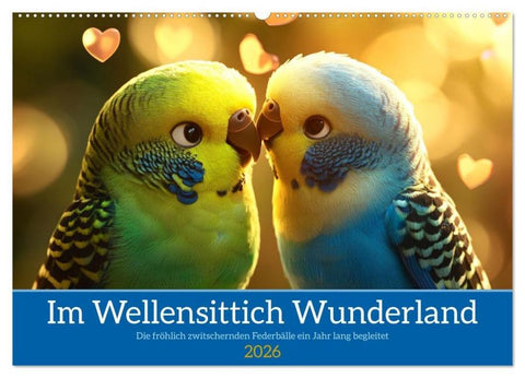 Im Wellensittich Wunderland (Wandkalender 2026 DIN A2 quer), CALVENDO Monatskalender