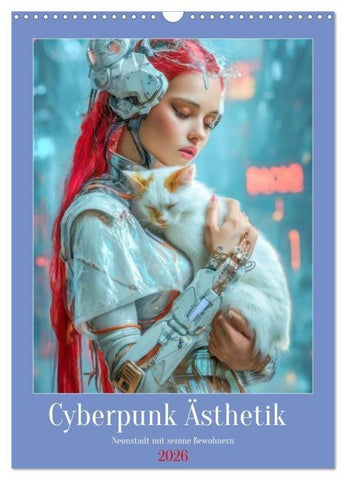 Cyberpunk Ästhetik – Neonstadt mit seinne Bewohnern (Wandkalender 2026 DIN A3 hoch), CALVENDO Monatskalender