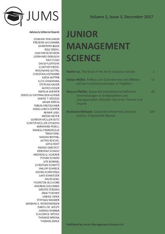 Junior Management Science, Volume 2, Issue 3, December 2017