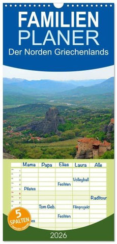 Familienplaner 2026 - Der Norden Griechenlands mit 5 Spalten (Wandkalender, 21 x 45 cm) CALVENDO