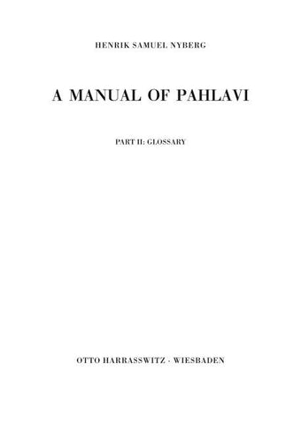 A Manual of Pahlavi