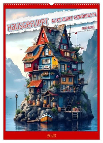 Hausgeflippt (Wandkalender 2026 DIN A2 hoch), CALVENDO Monatskalender