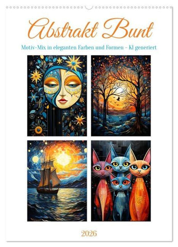 Abstrakt Bunt (Wandkalender 2026 DIN A2 hoch), CALVENDO Monatskalender