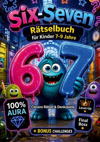 67 Six-Seven Rätselbuch für Kinder (7–9): Clevere Rätsel & Denkspiele & 100% Aura