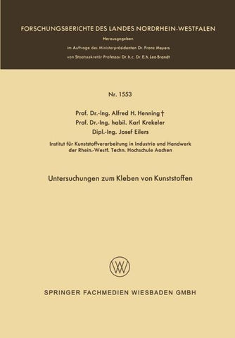 Untersuchungen zum Kleben von Kunststoffen