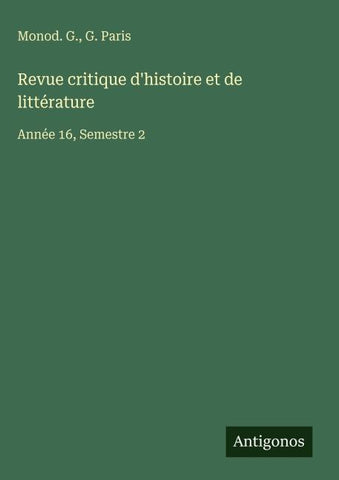 Revue critique d'histoire et de littérature