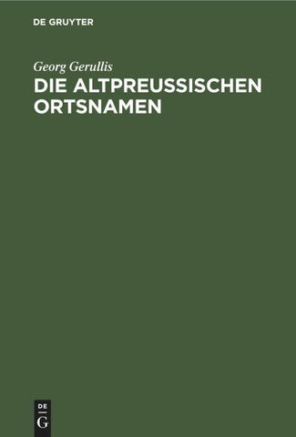 Die altpreußischen Ortsnamen