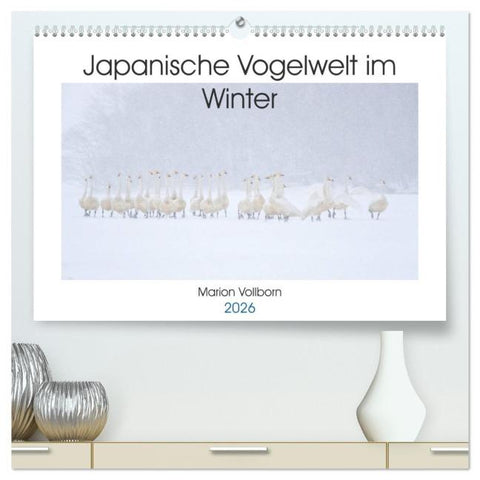 Japanische Vogelwelt im Winter (hochwertiger Premium Wandkalender 2026 DIN A2 quer), Kunstdruck in Hochglanz