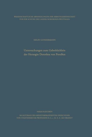Untersuchungen zum Gebetbüchlein der Herzogin Dorothea von Preußen