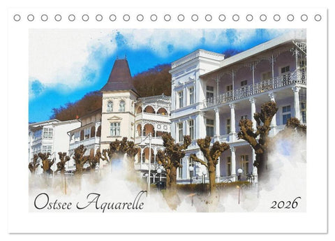 Ostsee Aquarelle (Tischkalender 2026 DIN A5 quer), CALVENDO Monatskalender