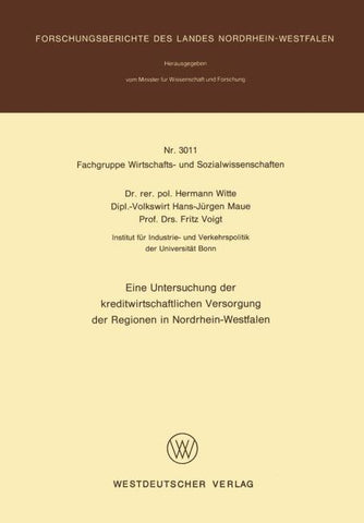 Eine Untersuchung der kreditwirtschaftlichen Versorgung der Regionen in Nordrhein-Westfalen