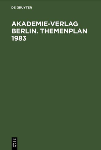 Akademie-Verlag Berlin. Themenplan 1983
