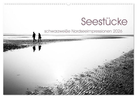 Seestücke. Schwarzweiße Nordseeimpressionen 2026 (Wandkalender 2026 DIN A2 quer), CALVENDO Monatskalender