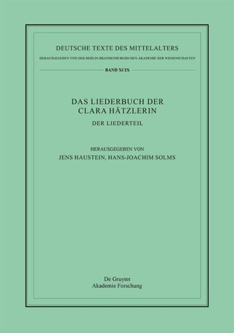 Das Liederbuch der Clara Hätzlerin