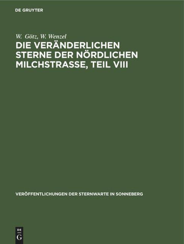 Die veränderlichen Sterne der nördlichen Milchstraße, Teil VIII