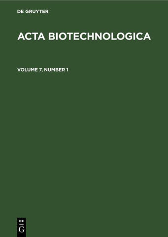 Acta Biotechnologica. Volume 7, Number 1