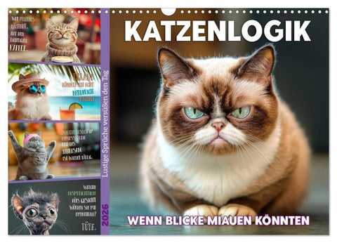 Katzenlogik - Wenn Blicke miauen könnten (Wandkalender 2026 DIN A3 quer), CALVENDO Monatskalender