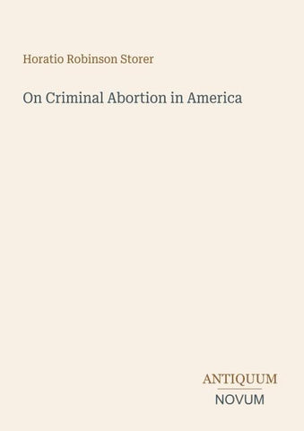 On Criminal Abortion in America