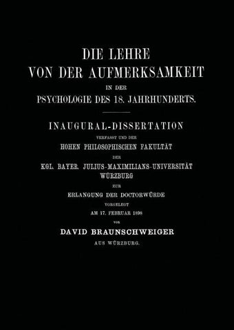 Die Lehre von der Aufmerksamkeit in der Psychologie des 18. Jahrhunderts