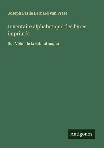 Inventaire alphabetique des livres imprimés