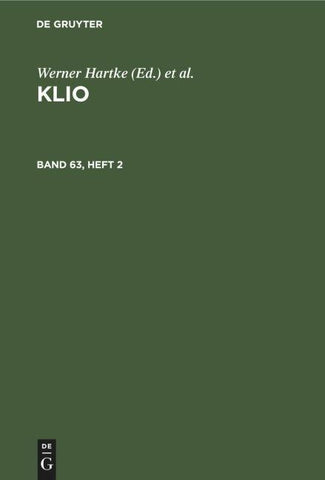 Klio. Band 63, Heft 2